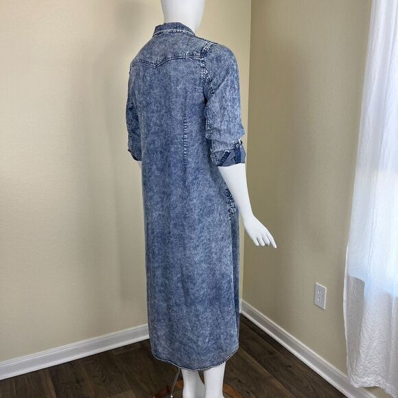 Soft Surroundings Women's Size Petite XL Tencel Acid Wash Maxi Shirt Denim Dress - Picture 13 of 17